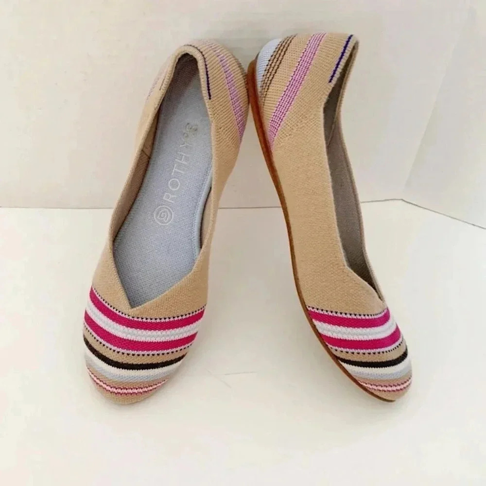 Rare Rothy’s merino wool camel ribbon stripe size 8